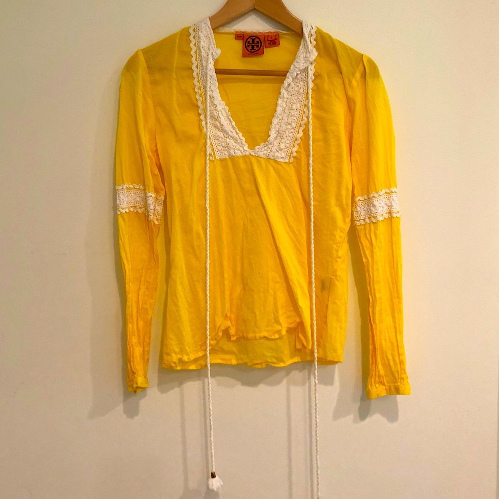 Tory Burch yellow white ric rac 2 top